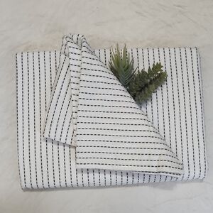 Queen Black and White Striped Duvet Set